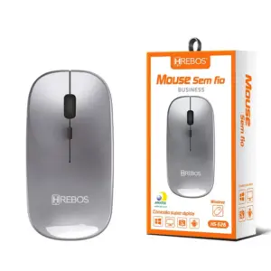 Mouse Sem Fio Hrebos HS-526 2.4GHz USB DPI Ajustável Prata