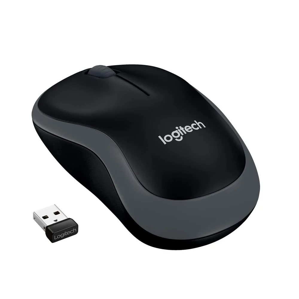 Mouse Sem Fio Logitech M185 USB 3 Botões Cinza e Preto 910-002225