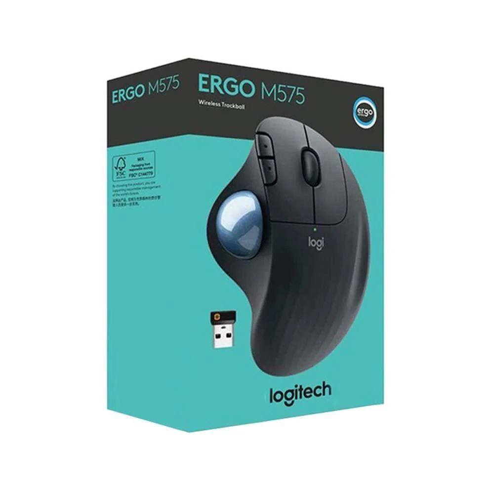 Mouse Trackball Sem Fio Logitech Ergo M575