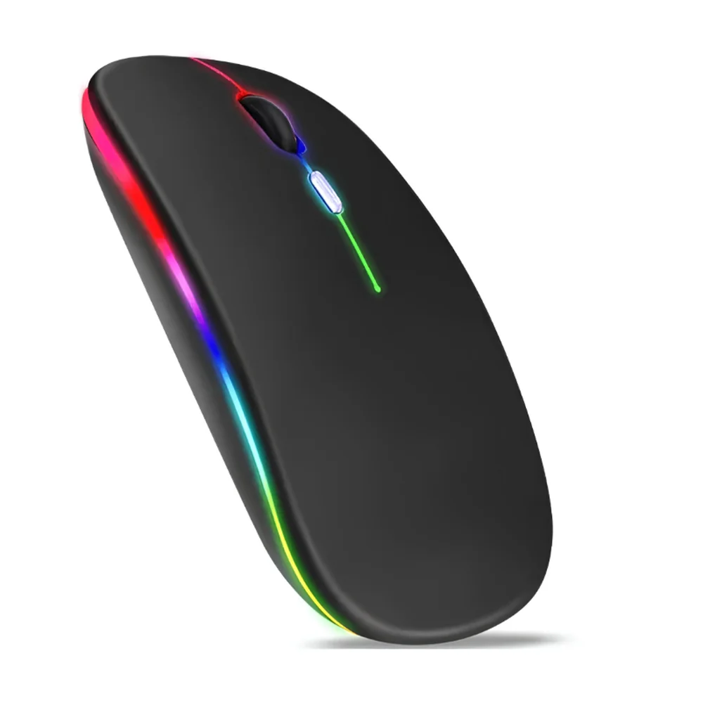Mouse Sem Fio Megan Tech com Luz RGB Preta