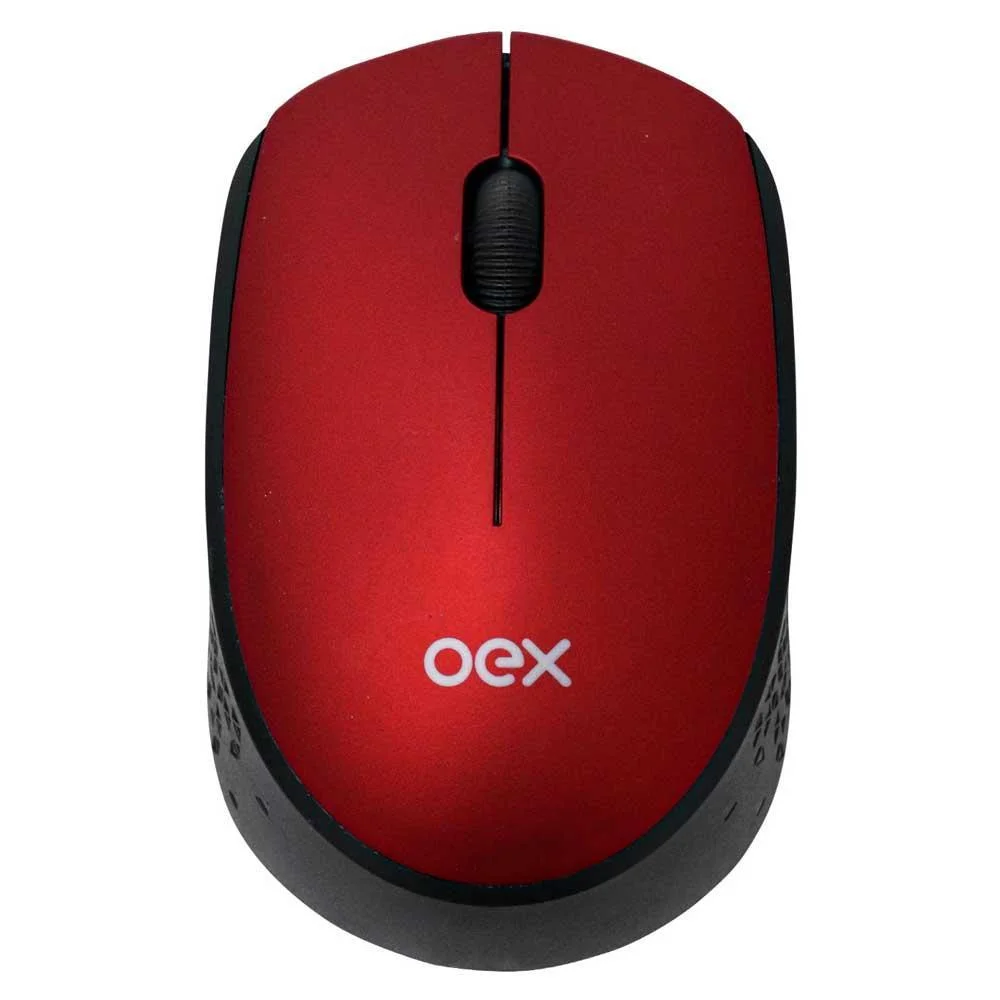 Mouse Sem Fio OEX Cosy 1200 DPI Vermelho e Preto MS409