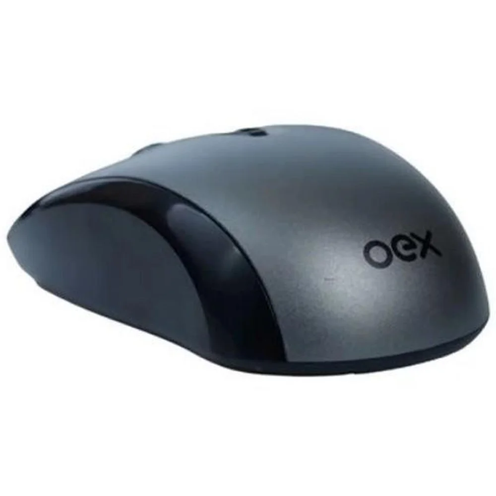 Mouse Sem Fio OEX Moby Preto/Chumbo MS407