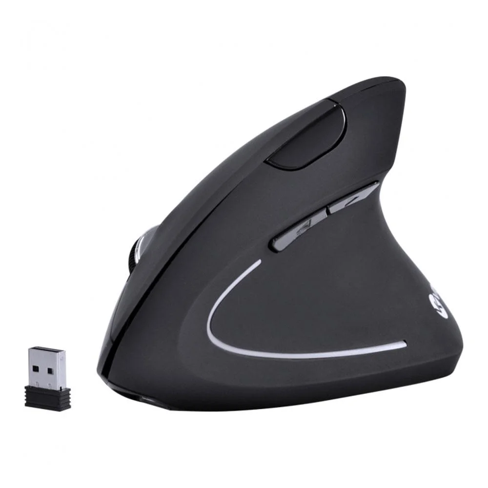 Mouse Vertical Sem Fio Vinik Power Fit Ortopédico 1600 DPI Recarregável USB Preto PM300