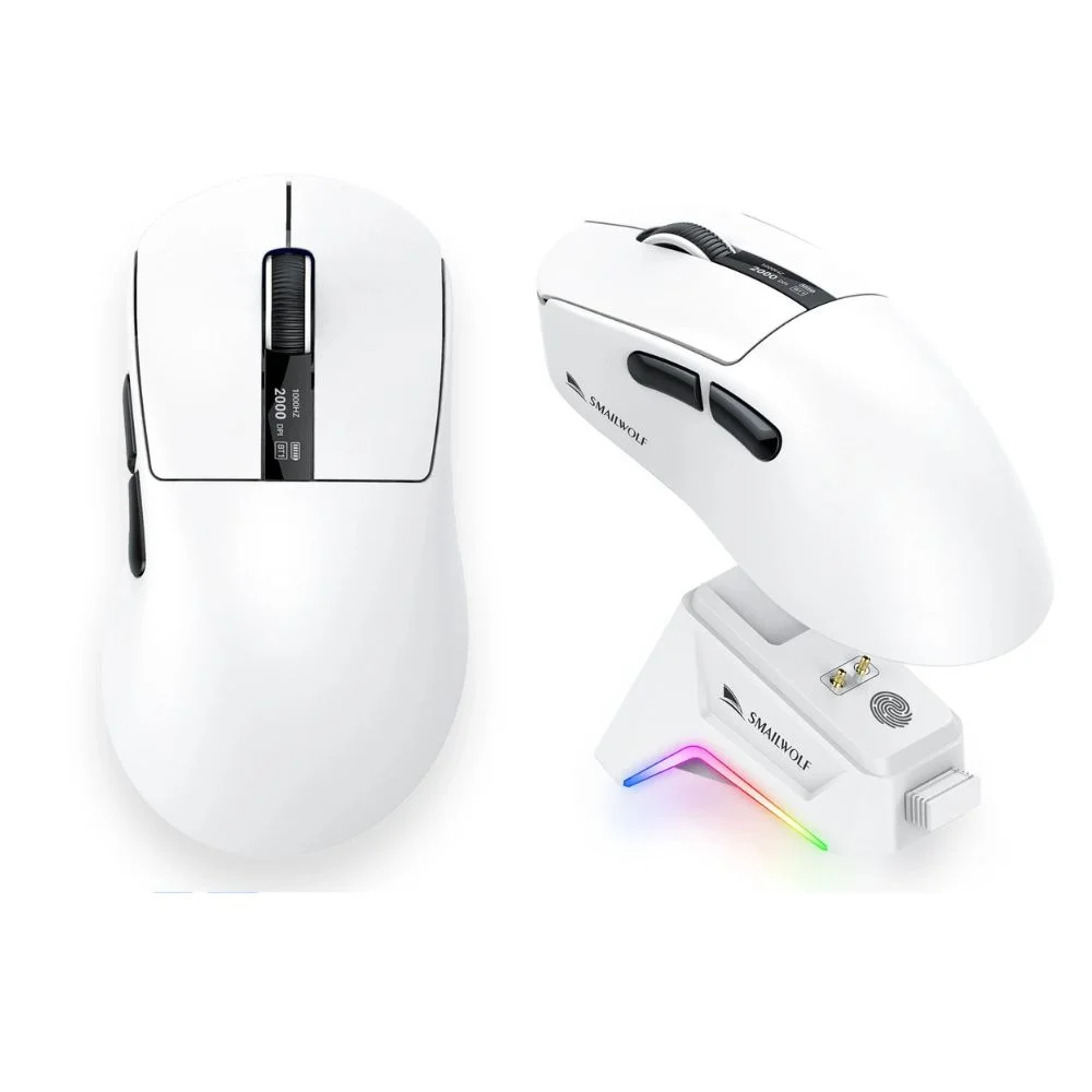 Mouse Gamer Smailwolf M6 PAW3311 12000 DPI 1kHz Tri-mode Branco