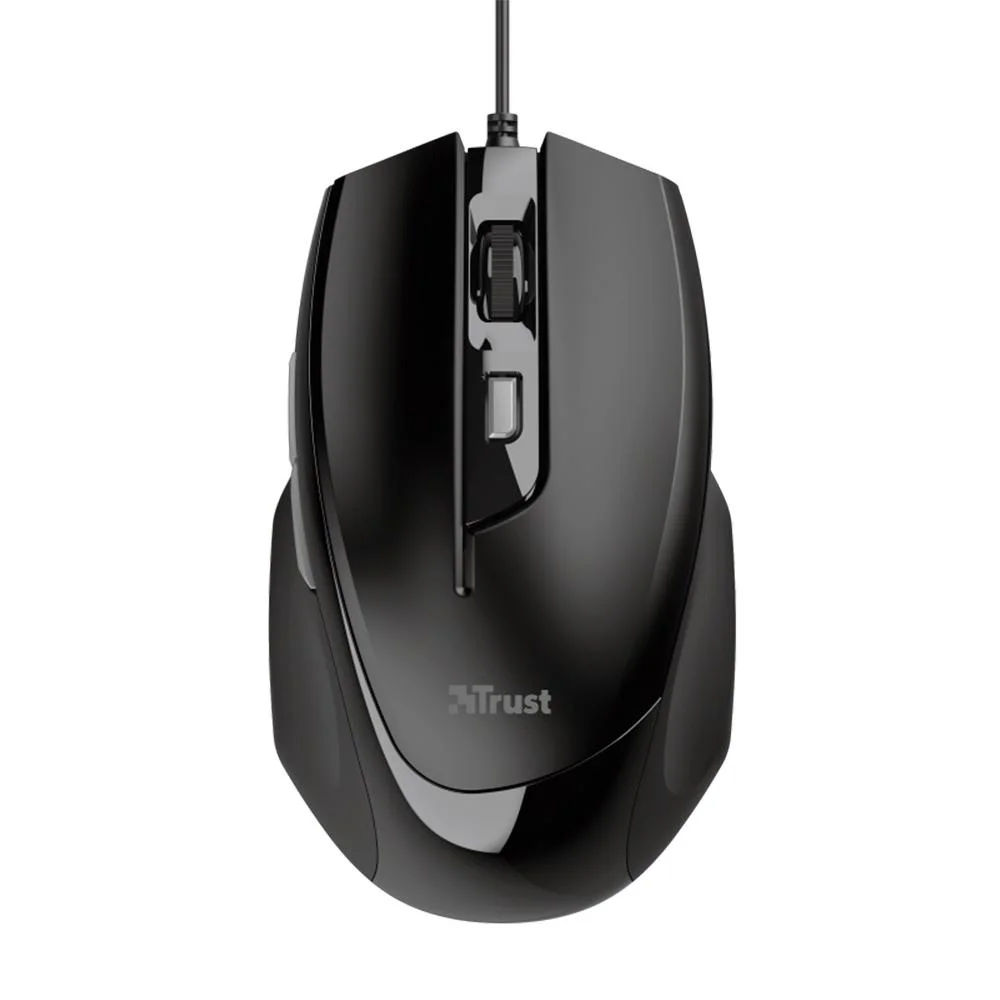 Mouse Ergonômico Trust Voca 2400 DPI 6 Botões USB Preto 23650