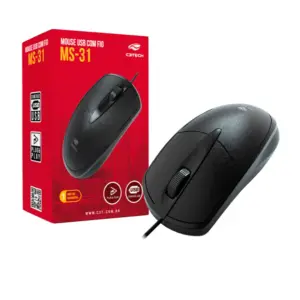 Mouse Com Fio C3Tech MS-31 3 Botões USB Preto MS-31 Mouse Com Fio C3Tech MS-31 3 Botões USB Preto MS-31