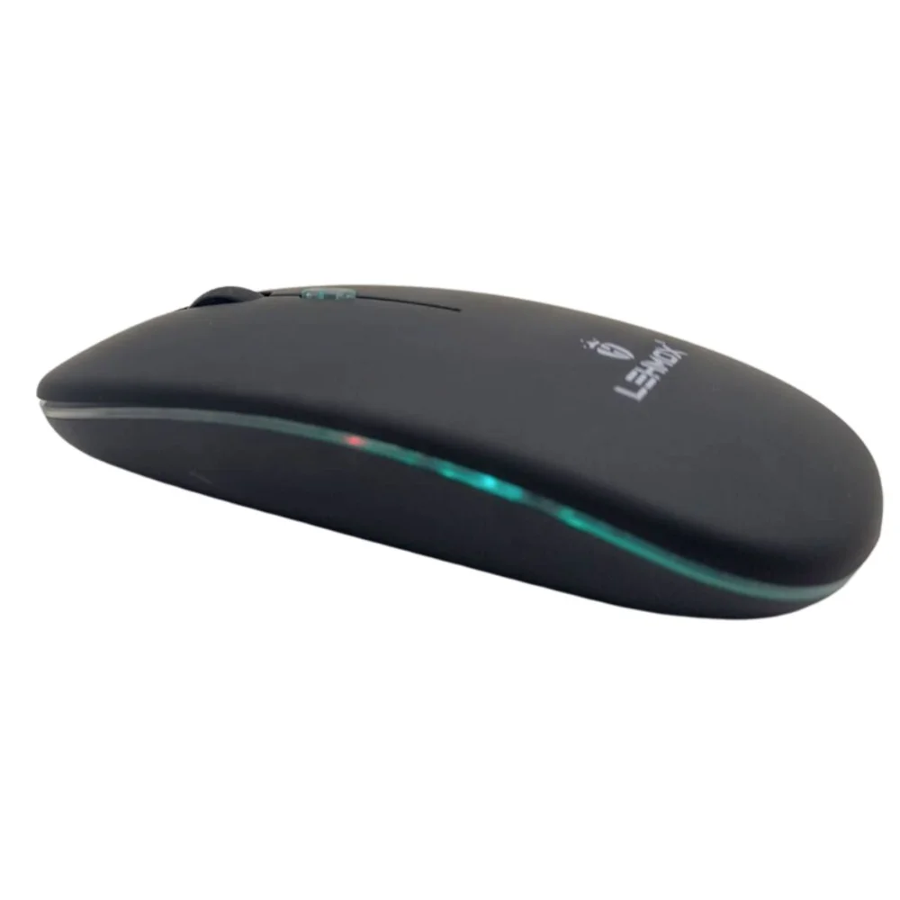 Mouse Sem Fio Lehmox Recarregável LED RGB Preto