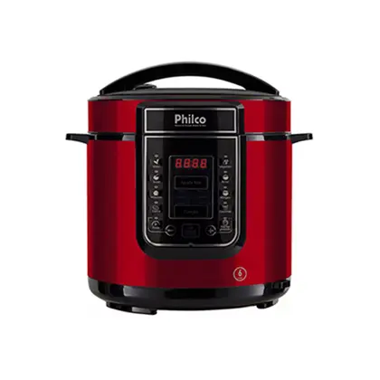 Panela de Pressão Elétrica Philco Digital 6L Inox Vermelha