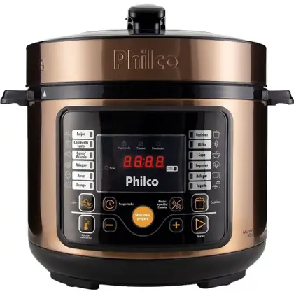 Panela de Pressão Elétrica Philco Multifuncional Digital 5L 15 Funções Gold