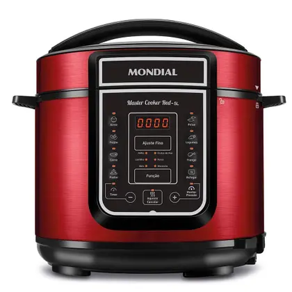 Panela de Pressão Elétrica Mondial Master Cooker Digital 5L Vermelha Inox PE-39