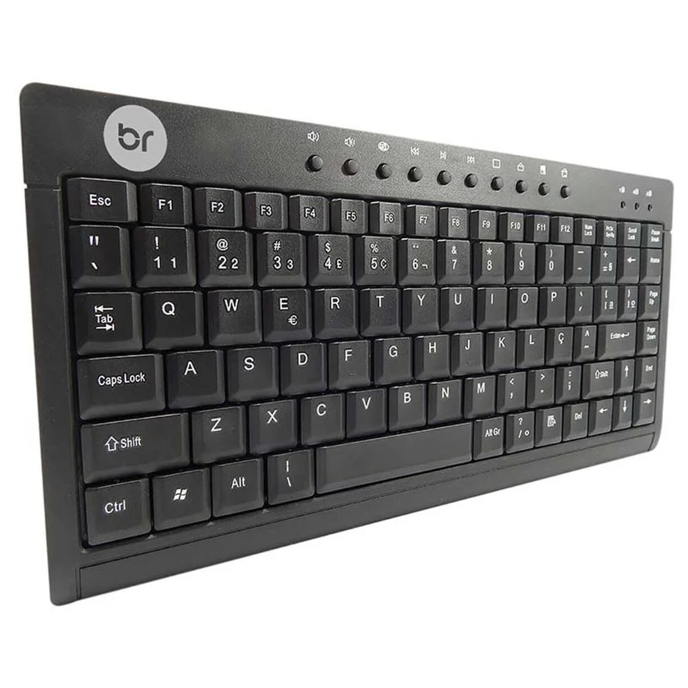 Teclado Sem Fio Bright Mini ABNT2 Multimídia USB Preto 0505