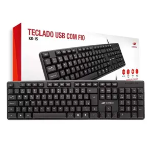 Teclado C3tech USB ABNT2 Anti-Respingo Preto KB-15BK Teclado C3tech USB ABNT2 Anti-Respingo Preto KB-15BK