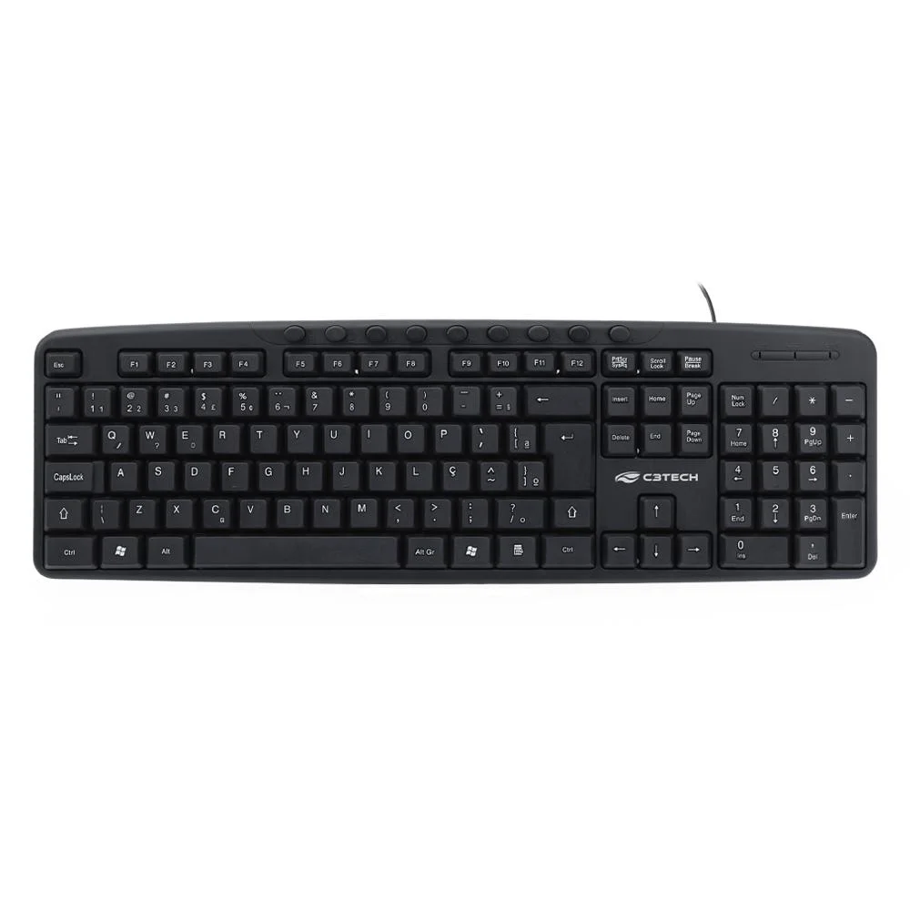 Teclado C3Tech Multimídia Com Fio USB ABNT2 Preto KB-M40BK