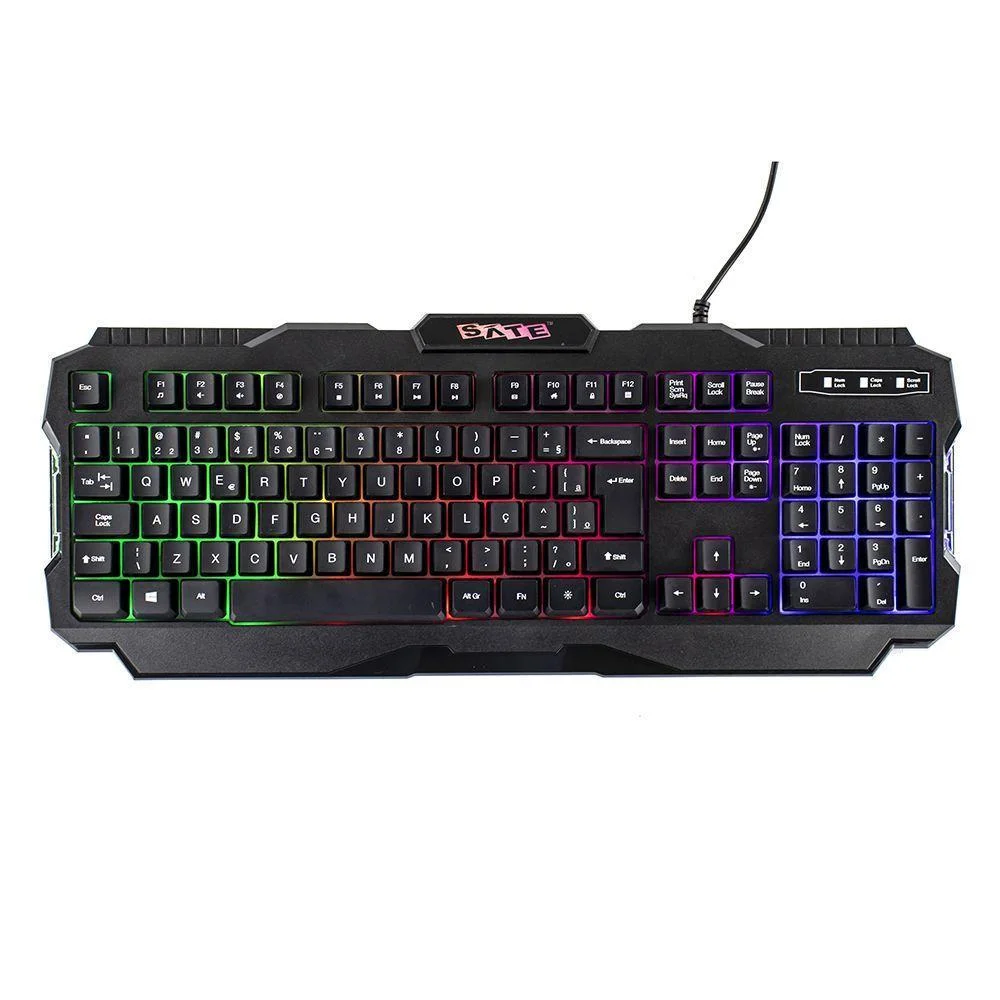 Teclado Gamer Sate RGB 104 Teclas Preto AK-837