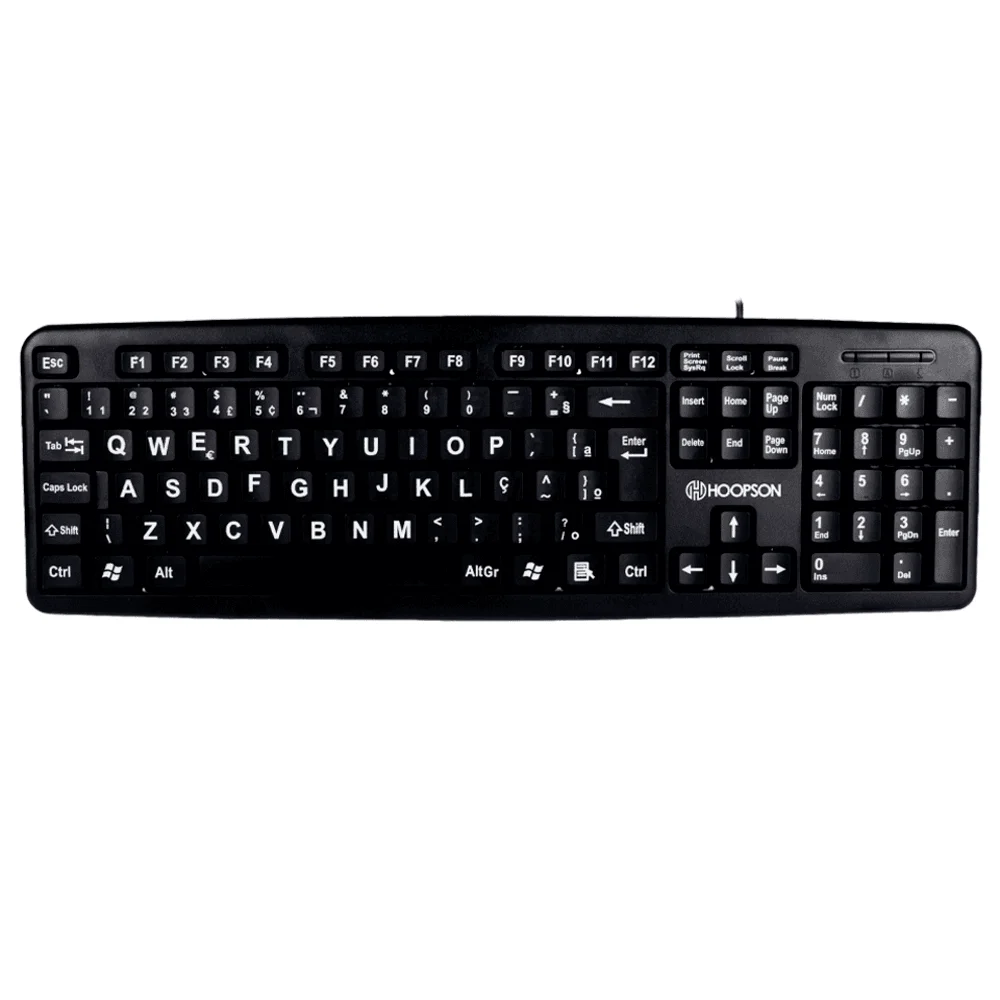 Teclado Hoopson Com Fio USB ABNT2 Letras Grandes Preto TPC-058G