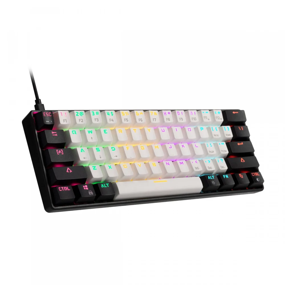 Teclado Gamer Mecânico Aura GK2 RGB Switch Blue ABNT2 Branco e Preto