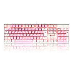 Teclado Gamer Mecânico Redragon Mitra RGB Switch Blue ABNT2 Rosa e Branco K551PW-PT-BLUE