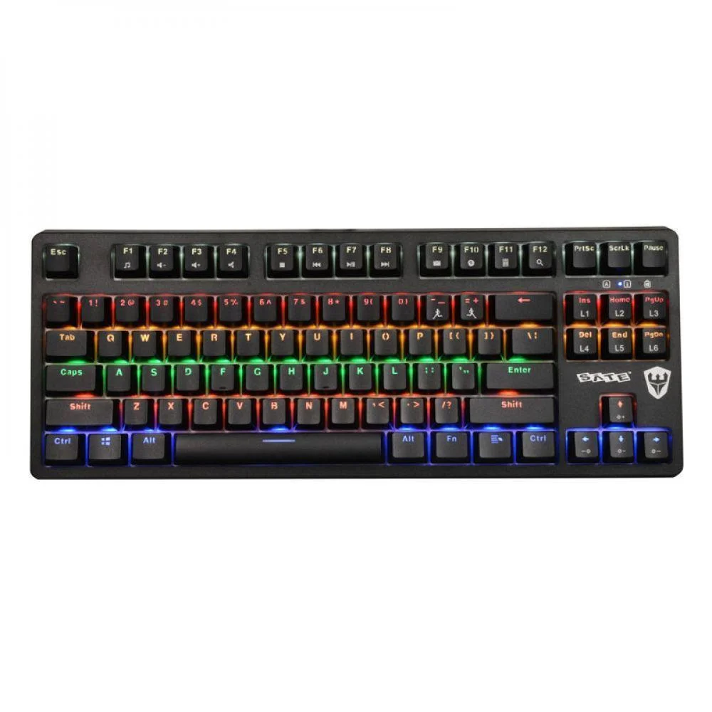 Teclado Gamer Mecânico Sate K5 RGB Switch Blue 87 Teclas Preto