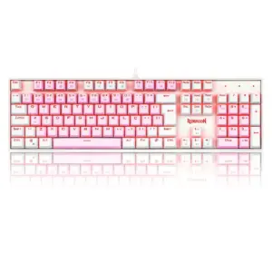 Teclado Gamer Mecânico Redragon Mitra RGB Switch Brown ABNT2 Rosa e Branco K551PW-PT-BROWN