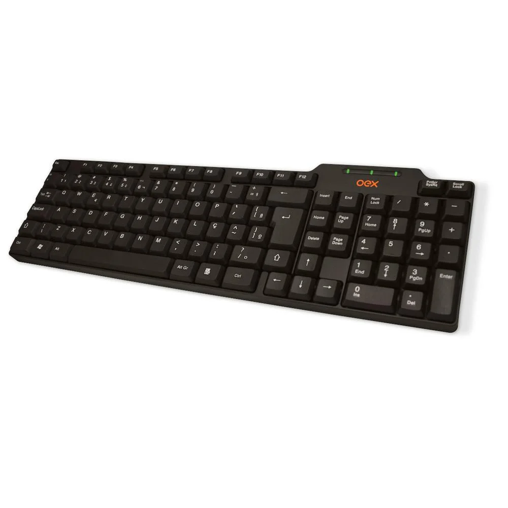 Teclado OEX Standard Com Fio USB ABNT2 105 Teclas Design Compacto Preto TC102