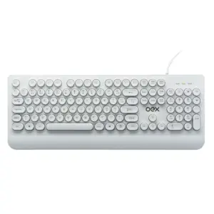 Teclado OEX Pop Slim Com Fio USB Teclas Redondas ABNT2 Branco TC400