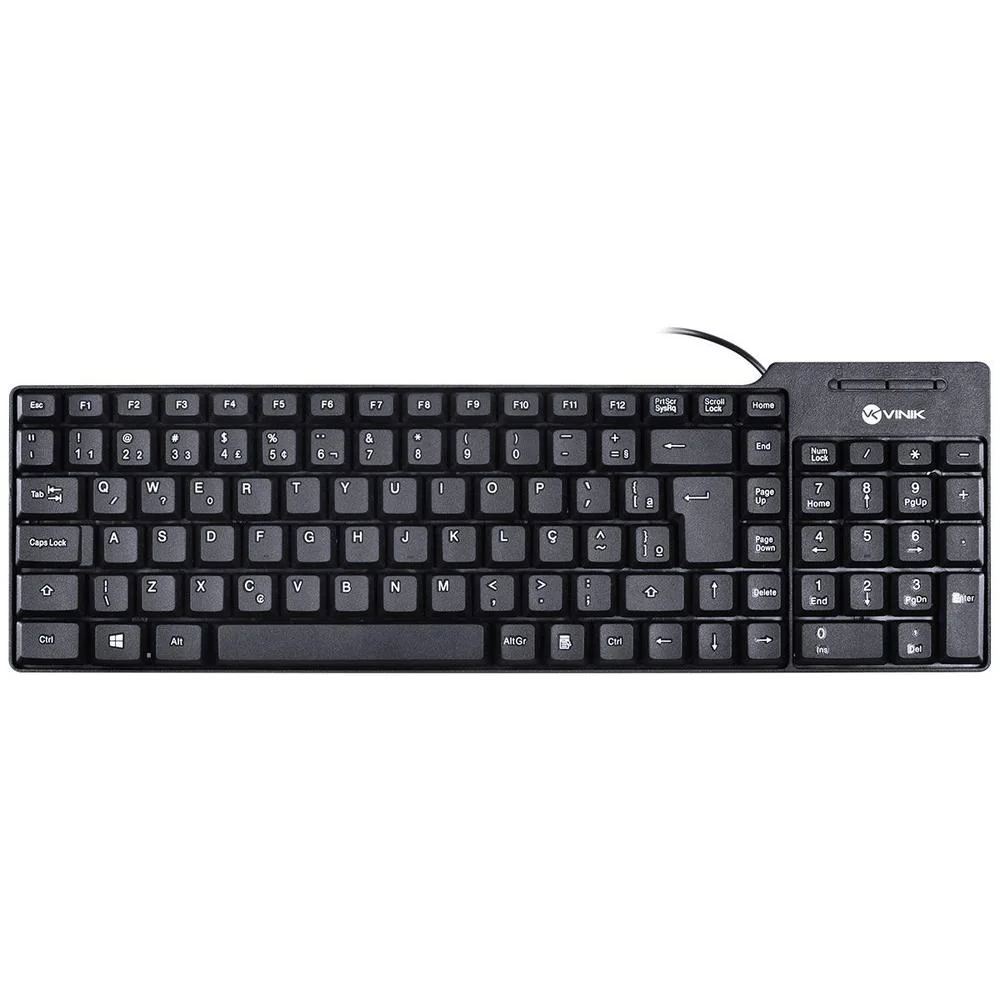 Teclado Vinik Dynamic Compacto USB ABNT2 1.8m Preto DT150