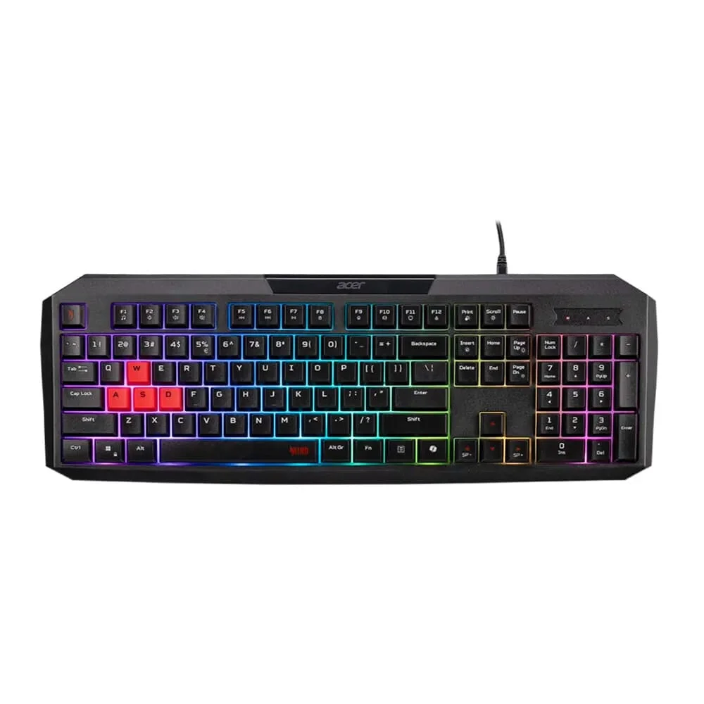 Teclado Gamer Membrana Acer Nitro NKW100 RGB Ergonômico ABNT2 Preto GP.KBD11.05F