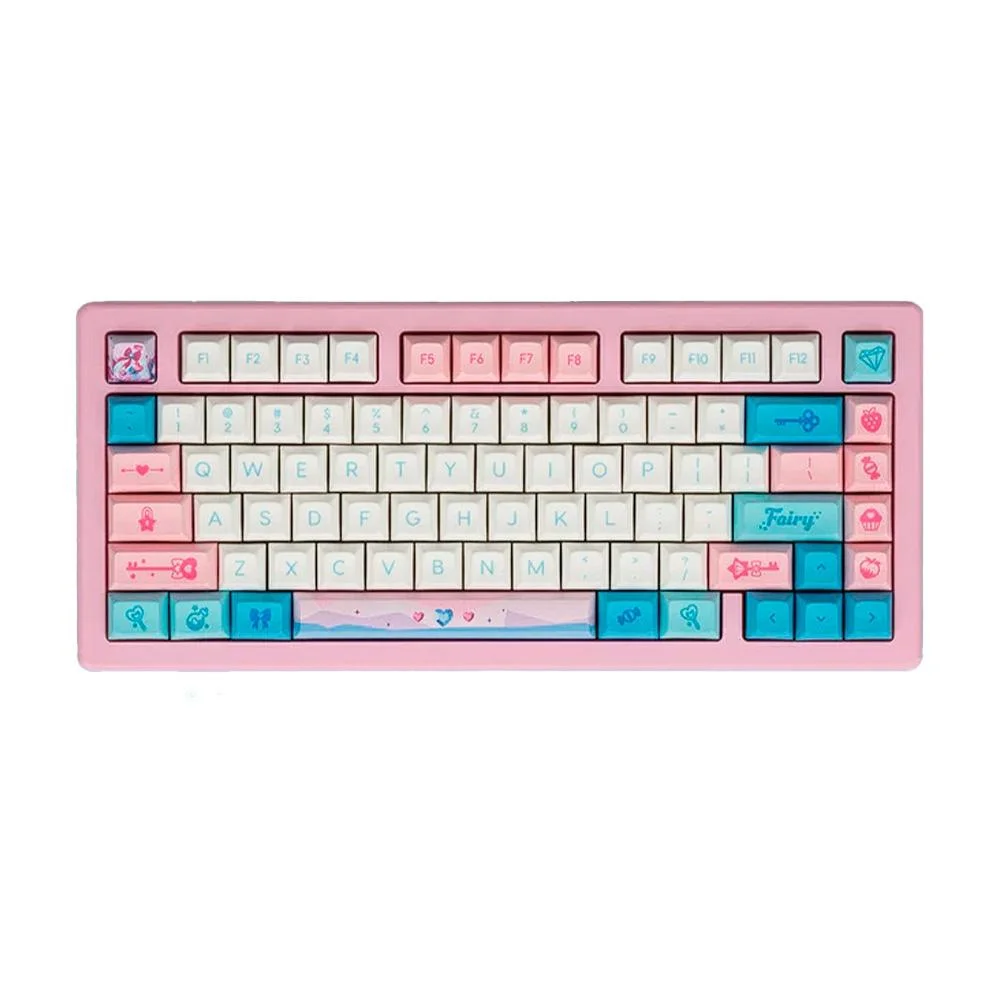 Teclado Gamer Mecânico Akko ACR Pro V3 Pro Switch Cream Yellow Rosa