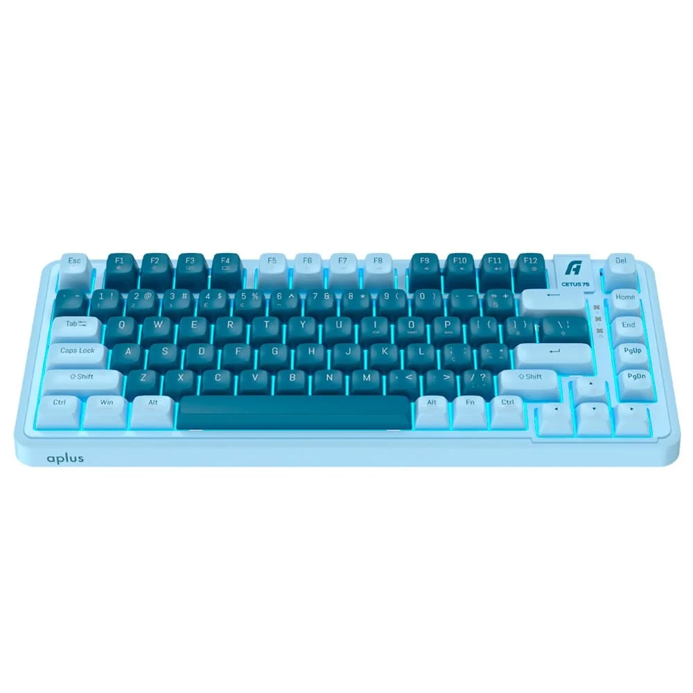 Teclado Gamer Mecânico Aplus Gasket Cetus 75 Switch Red Jerszzy Azul AK200
