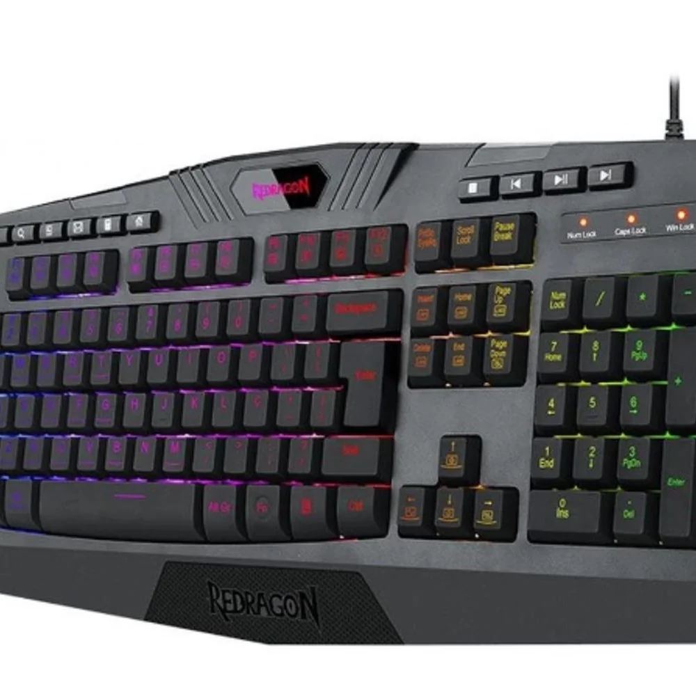 Teclado Gamer Membrana Redragon Harpe RGB Preto K503
