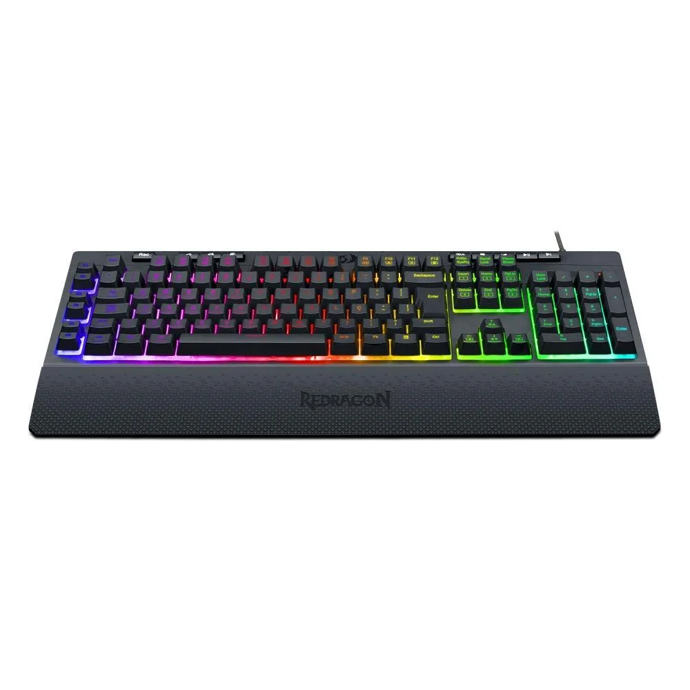 Teclado Gamer Membrana Redragon Shiva RGB QWERTY Preto K512