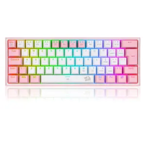Teclado Gamer Mecânico Redragon Fizz Sakura Lollipop RGB Switch Outemu MK2 Blue ABNT2 Branco e Rosa K617-RGB-WP Teclado Gamer Mecânico Redragon Fizz Sakura Lollipop RGB Switch Outemu MK2 Blue ABNT2 Branco e Rosa K617-RGB-WP