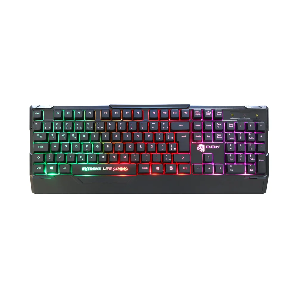 Teclado Gamer Membrana ELG Enemy RGB 114 Teclas ABNT2 Preto TGEN