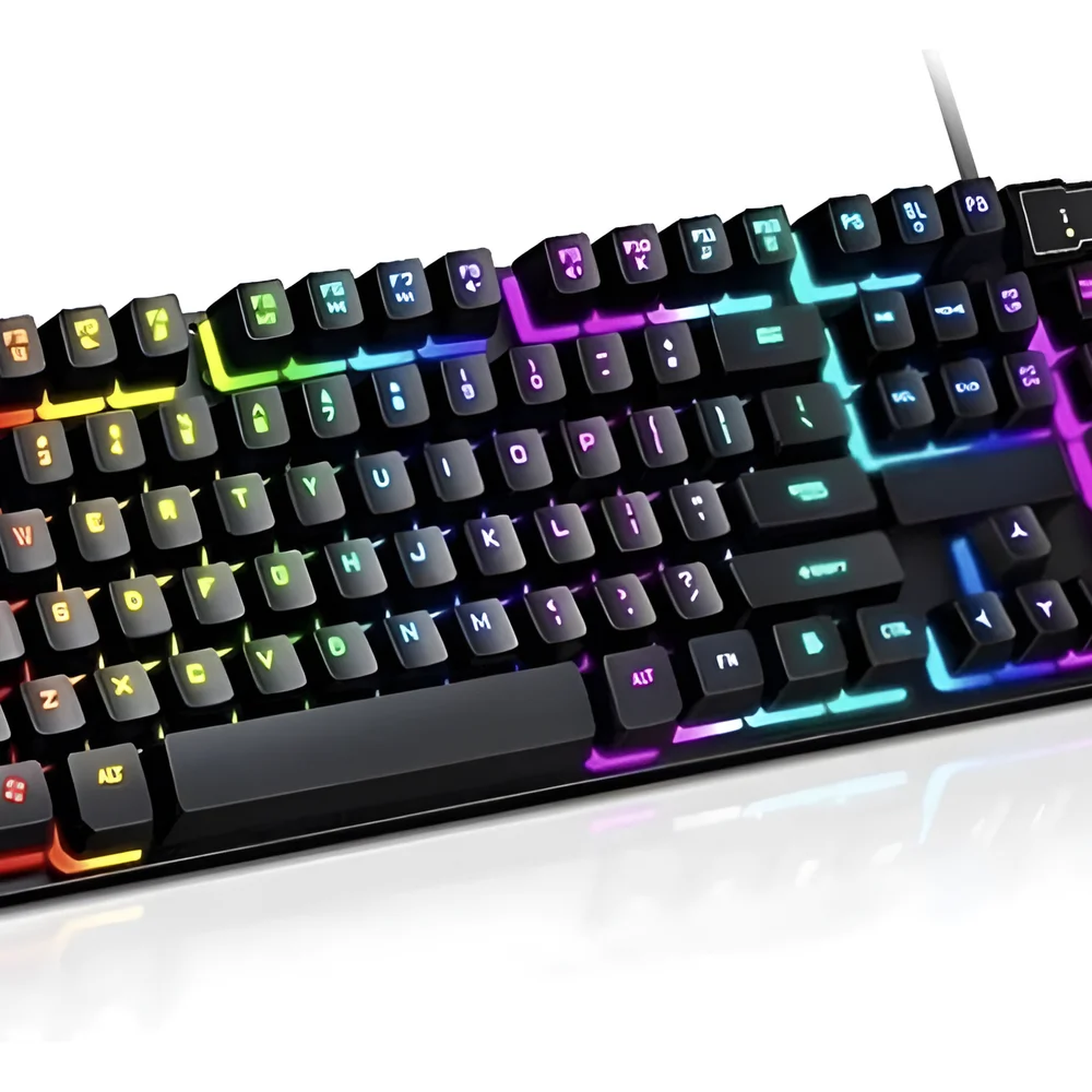 Teclado Gamer Semi-Mecânico Evolut Aitek Rainbow Preto