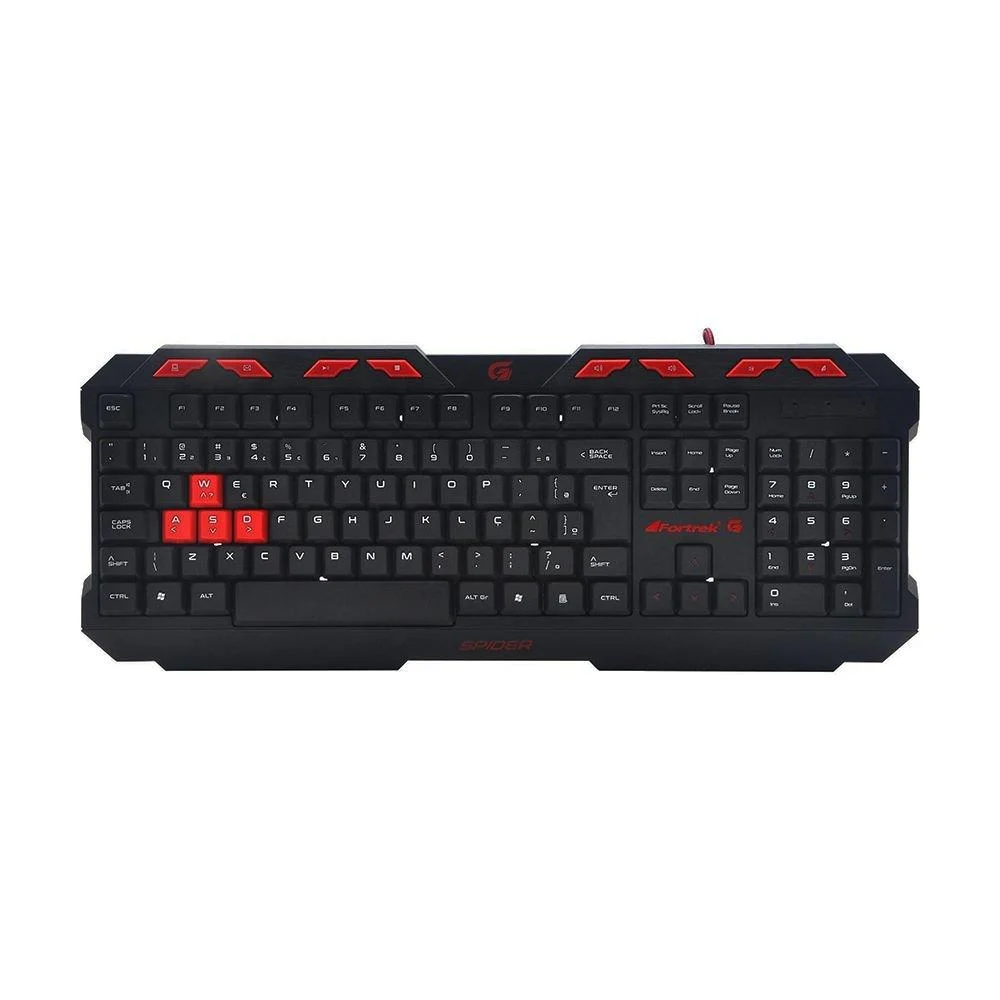Teclado Gamer Fortrek Spider Resistente à água 8 Teclas Multimídia ABNT2 GK706