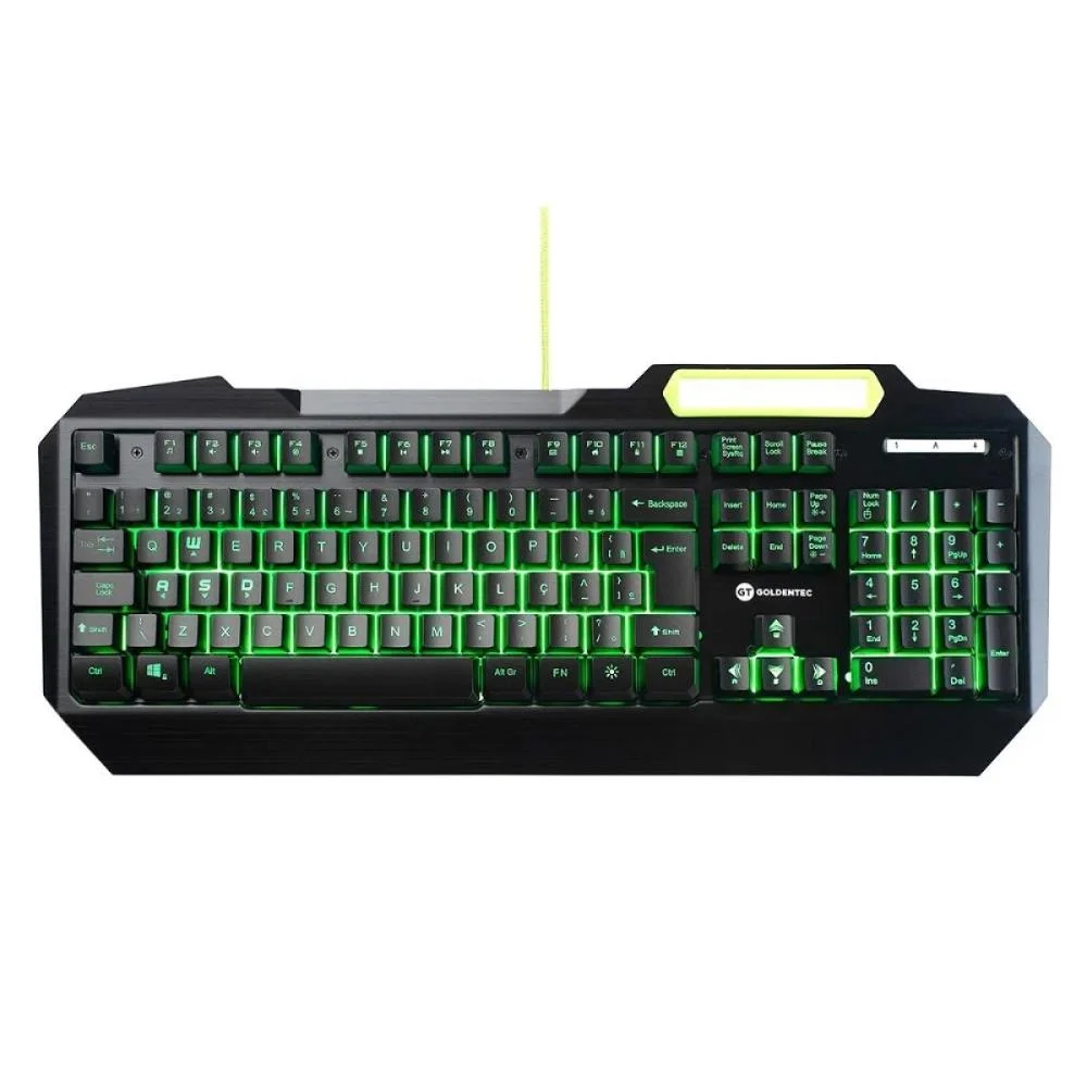 Teclado Gamer Goldentec GT Legend LED Backlight Anti-Ghosting 107 Teclas ABNT2 Verde Alumínio