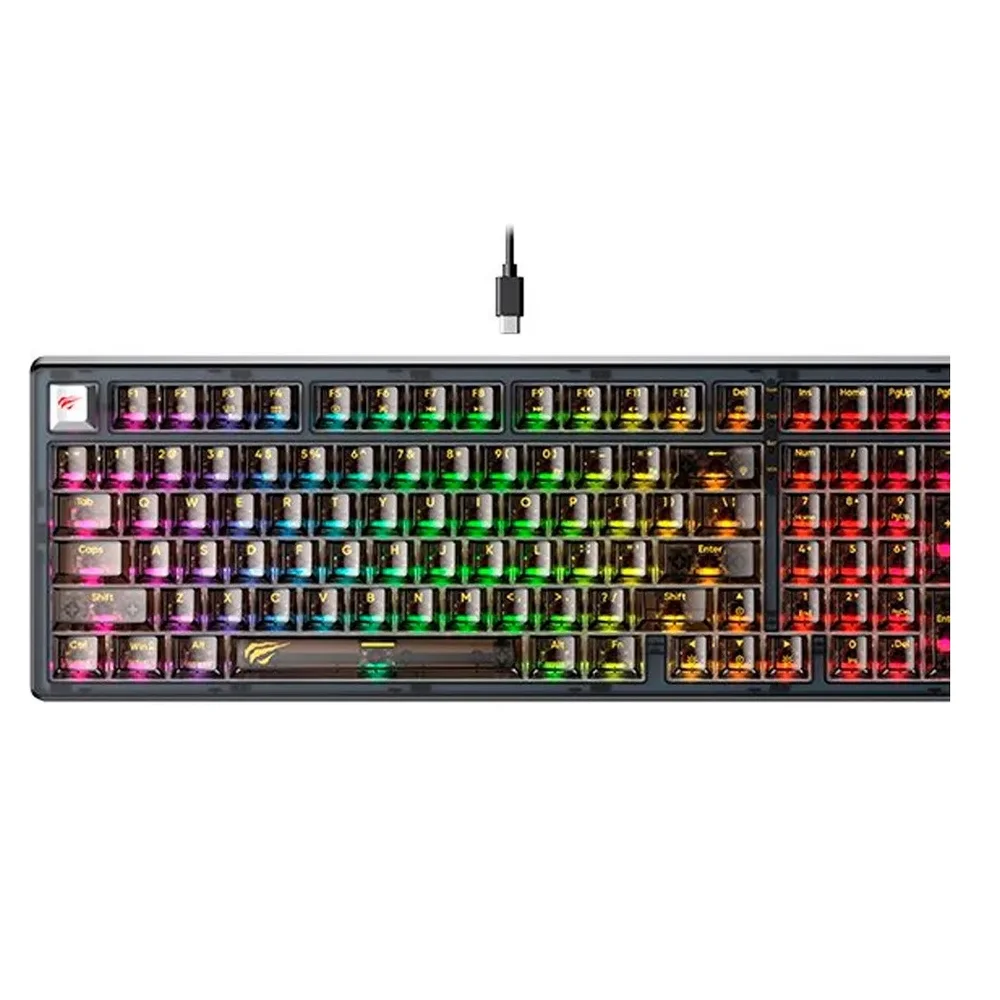 Teclado Gamer Mecânico Havit KB875L RGB Switch Red Layout US Preto