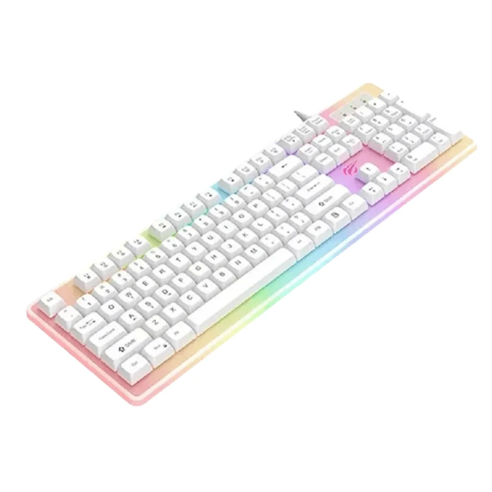 Teclado Gamer Havit LED RGB QWERTY Branco KB-876L
