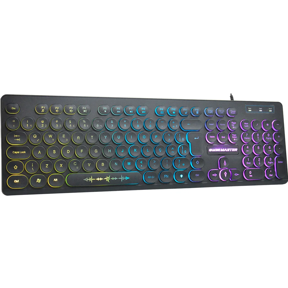 Teclado Gamer K-Mex Steampunk LED Rainbow Anti-Ghosting ABNT2 KM7628U0001CB1X