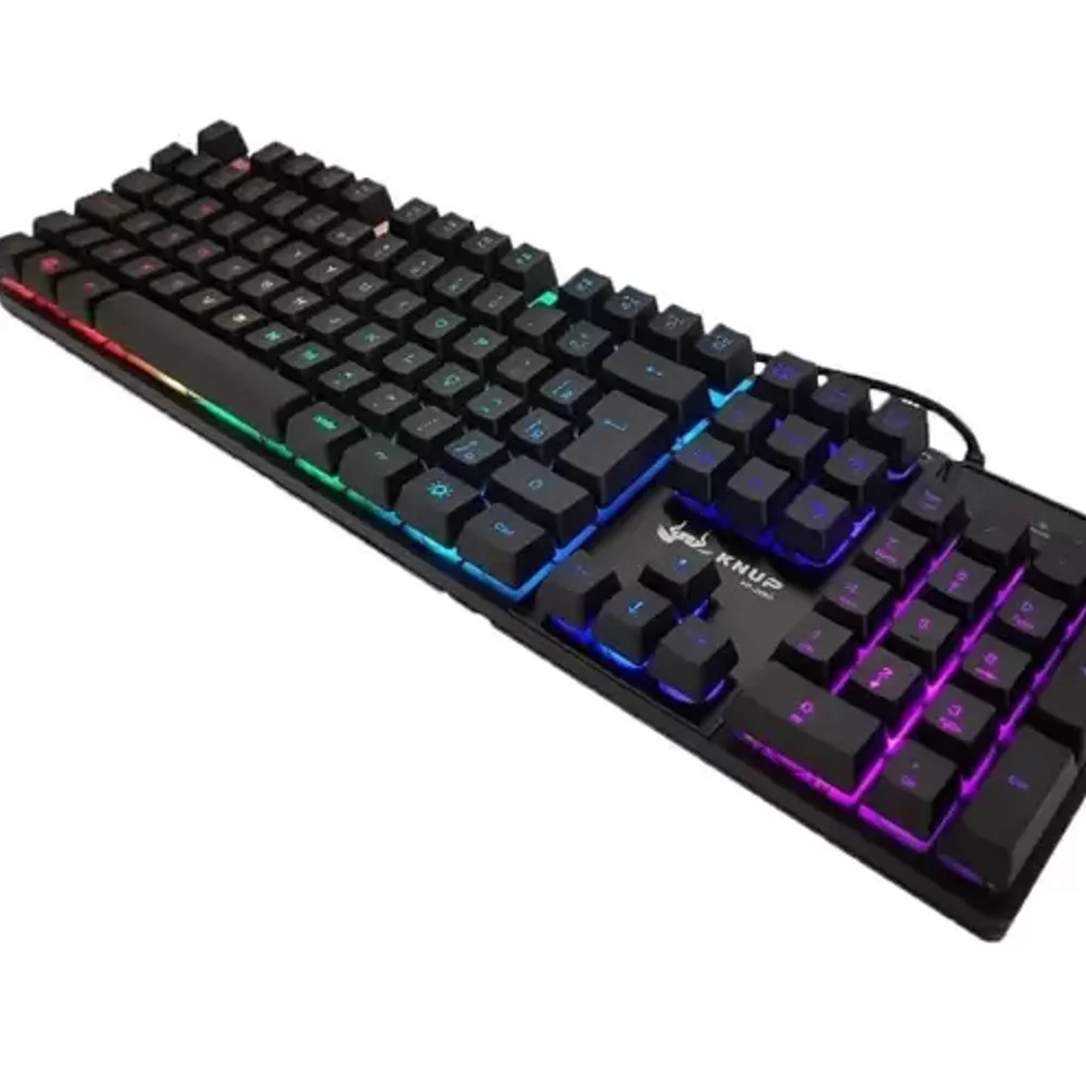 Teclado Gamer Semi-Mecânico Knup RGB QWERTY Preto KP-TM010