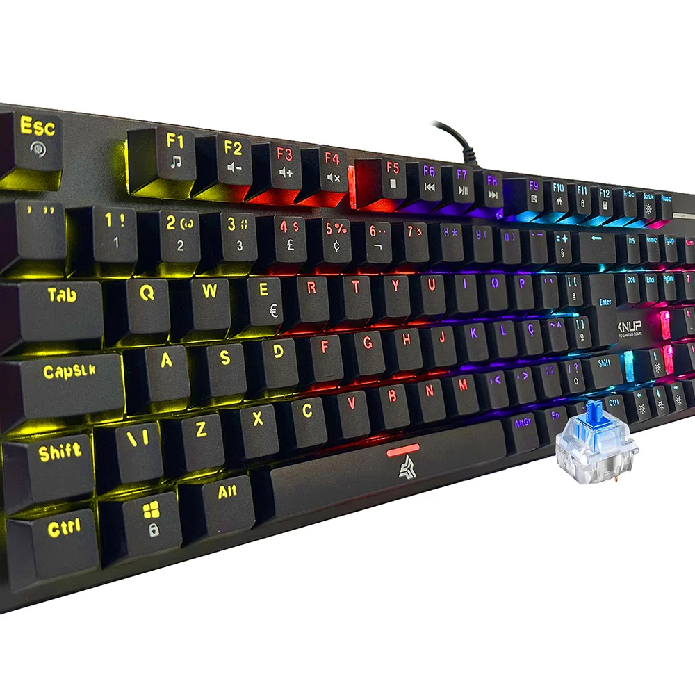 Teclado Gamer Mecânico Knup LED RGB Switch Blue