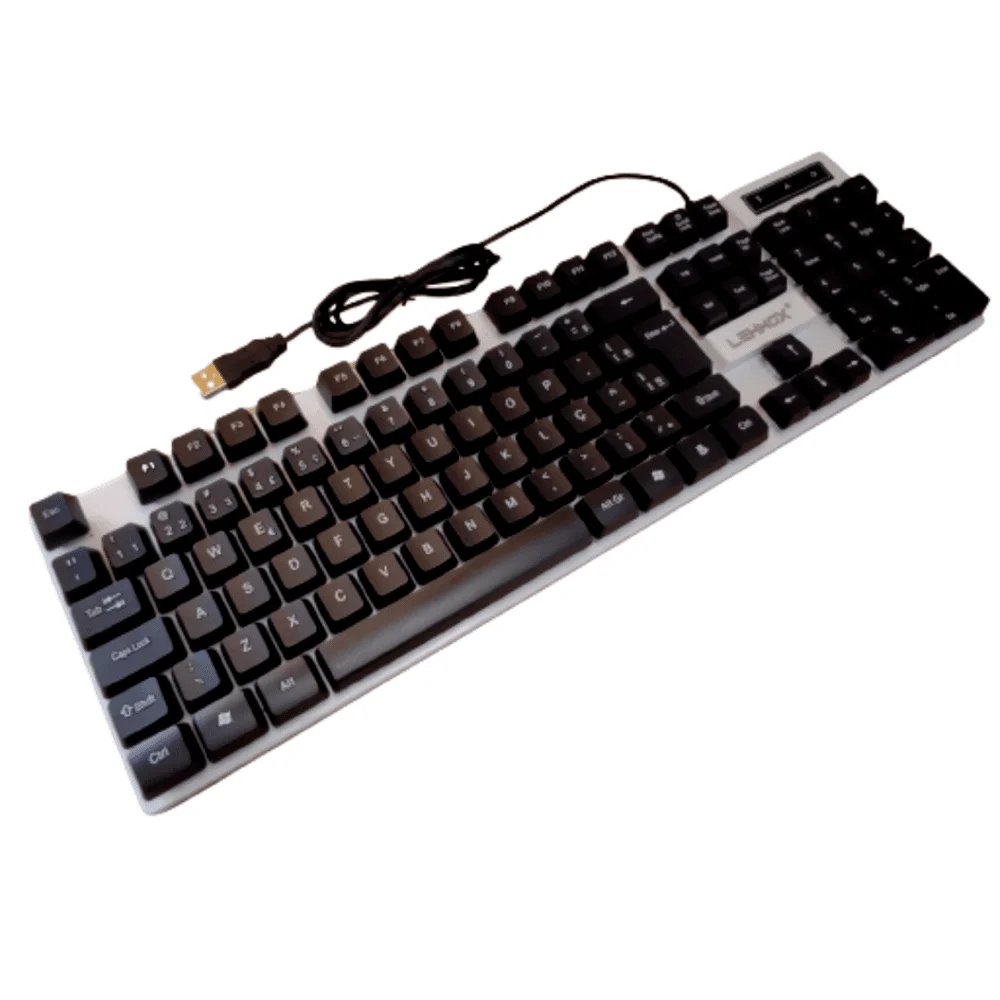 Teclado Gamer Lehmox Glow Hyper GT LED RGB Branco e Preto LEY-84