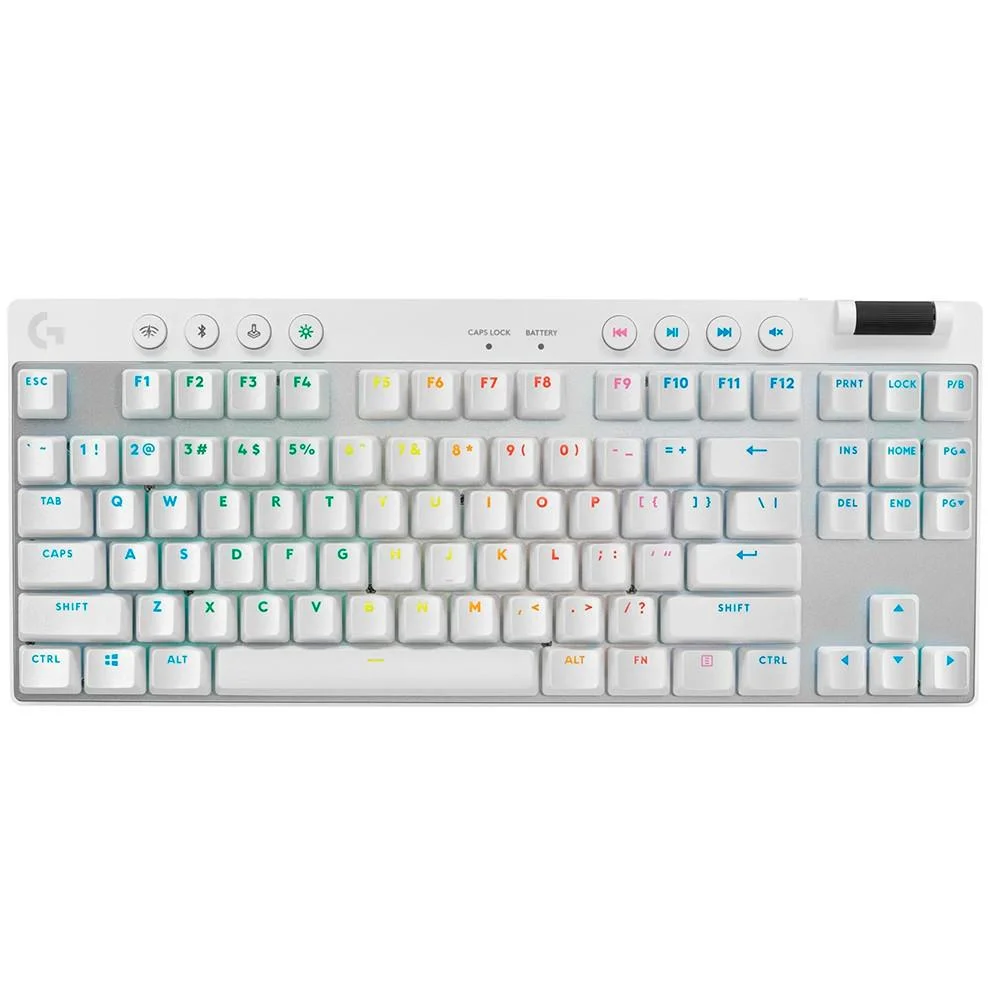 Teclado Gamer Mecânico Logitech G Pro X TKL Lightspeed RGB Switch Tactile Layout US Branco