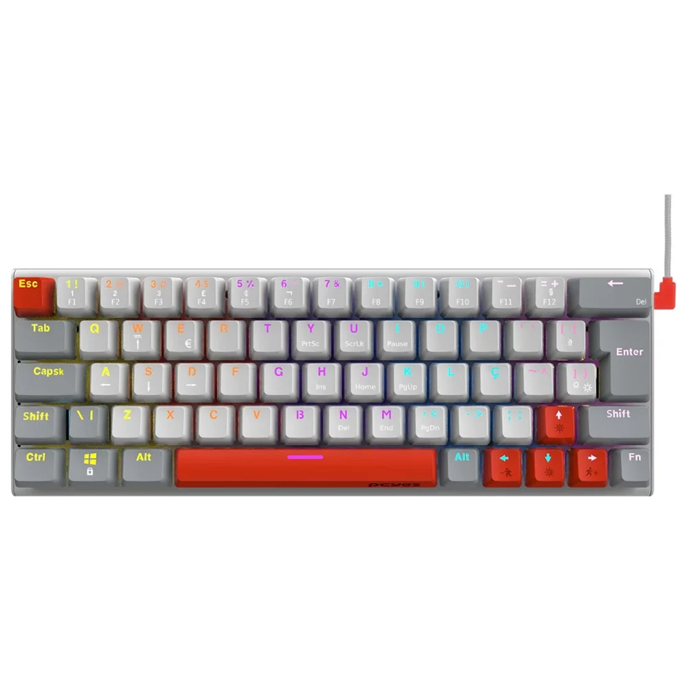 Teclado Gamer Mecânico PCyes Kuromori White Ghost 60% Switch Blue