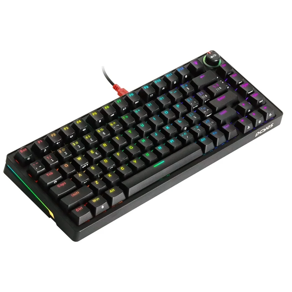 Teclado Mecânico PCyes Rasec Gamer 75% Gasket Mount Gateron Blue LED RGB TWGBLRGB