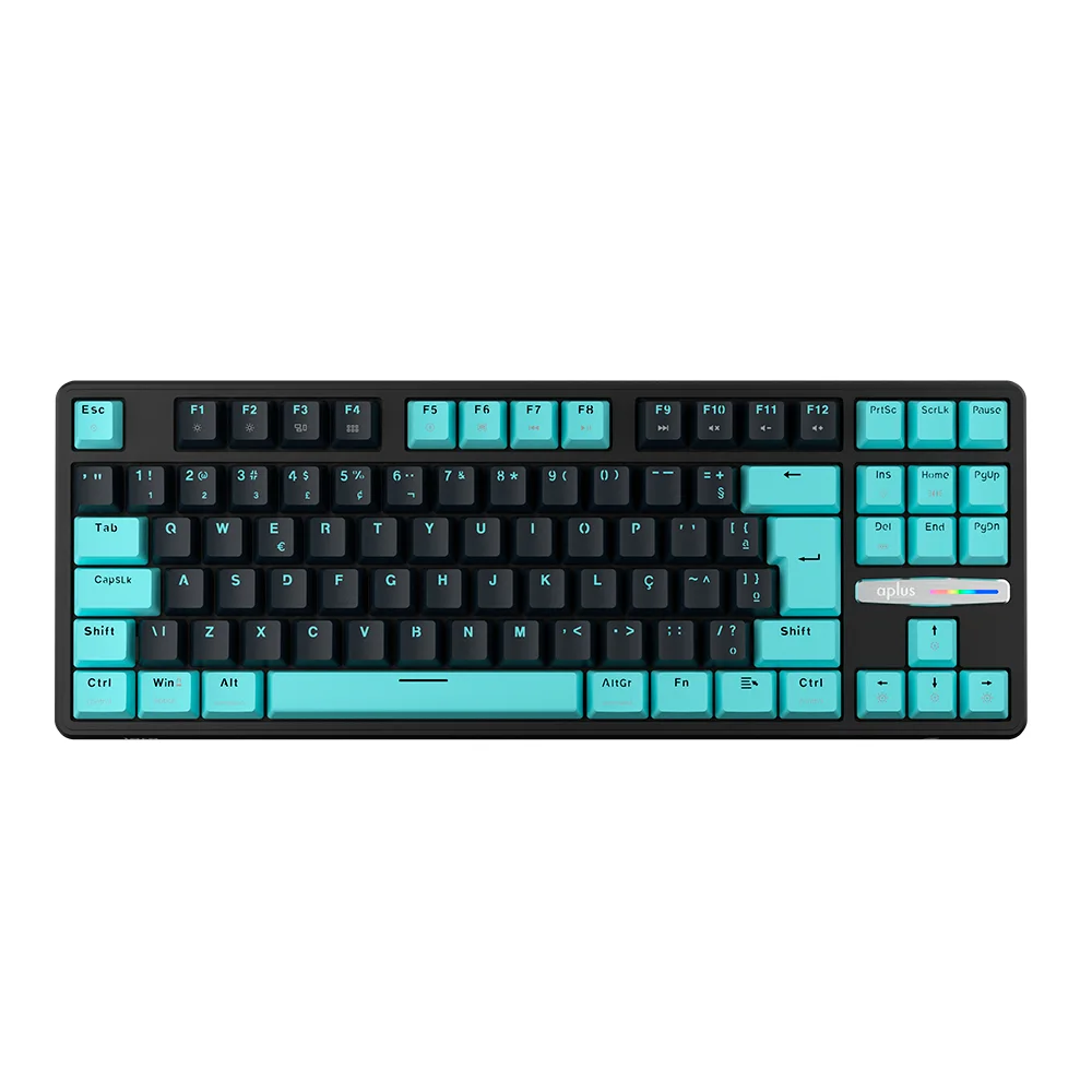Teclado Gamer Mecânico Aplus Iara Obsidian TKL Gasket Hotswap RGB Switch Huano Blue ABNT AK400