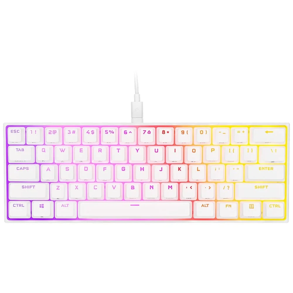 Teclado Gamer Mecânico Corsair K65 RGB Mini 60% LED RGB Switch Cherry MX Speed Branco CH-9194114-NA