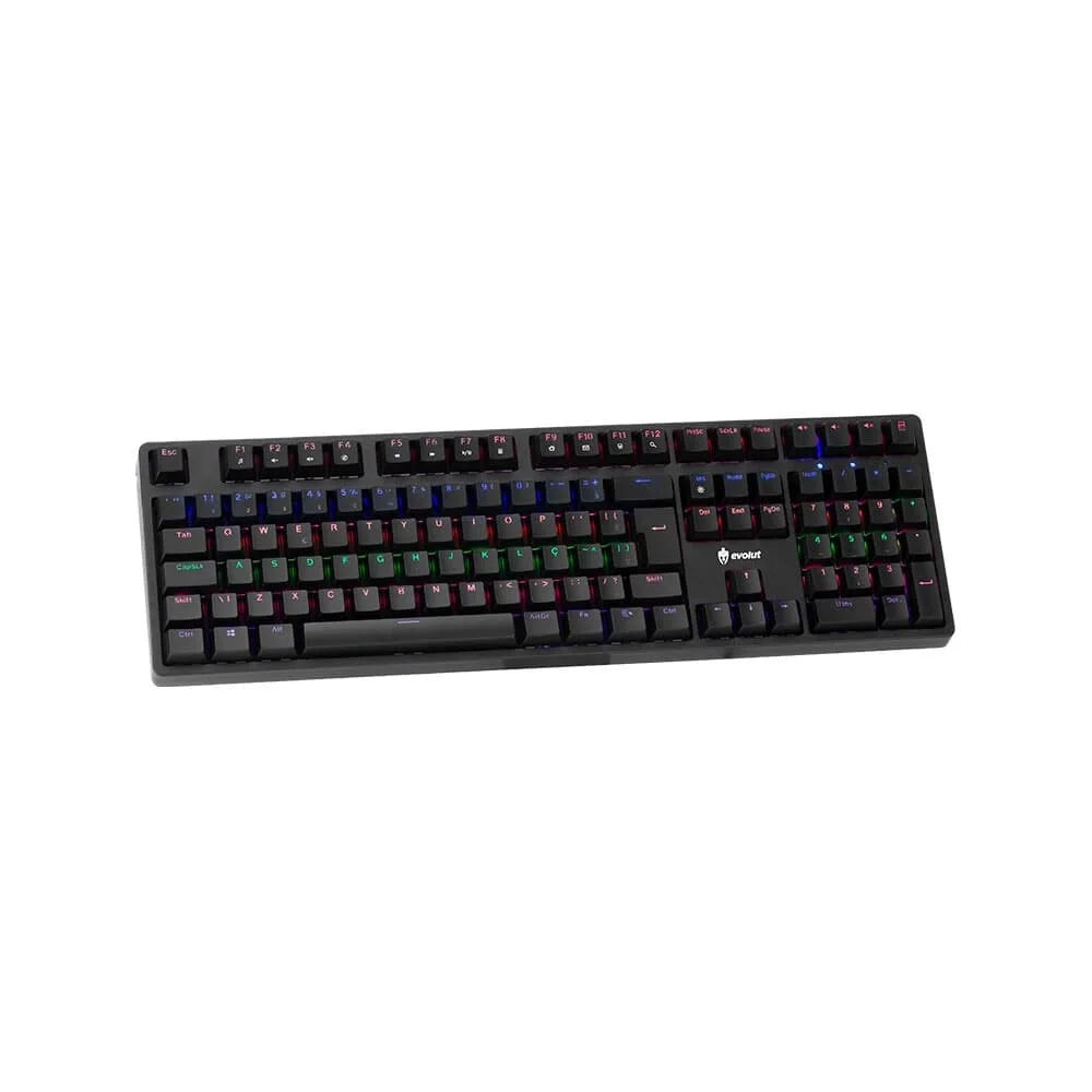Teclado Gamer Mecânico Evolut Frame Mantis LED Switch Blue Customizável ABNT2 Preto EG218