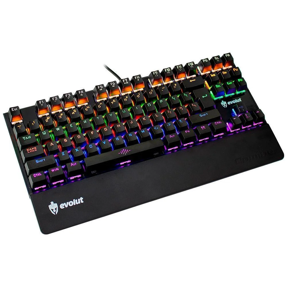 Teclado Gamer Mecânico Evolut Dawn Programável Switch Blue Teclas Pudding EG214
