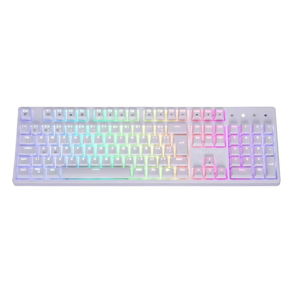 Teclado Gamer Mecânico Fallen Pantera Full-Size Switch Blue Branco